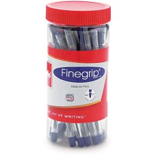 Cello Finegrip Blue Ball Pen - Jar 25 Units | Ball Pens for School & Office | Ideal for Work from Home | Cello Stationery