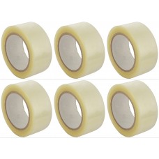 Transparent Adhesive Tape 2'' inch Width x 65 Meter Length Roll - Packing Tape ( Pack of 6 Rolls ) 