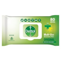 Dettol Disinfectant Sanitizer Wet Wipes for Skin & Surfaces , Original – 80 Count