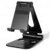 Aluminum Adjustable Mobile Phone Foldable Holder Stand Dock Mount for All Smartphones, Tabs, Kindle, iPad (Black)