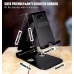 Aluminum Adjustable Mobile Phone Foldable Holder Stand Dock Mount for All Smartphones, Tabs, Kindle, iPad (Black)