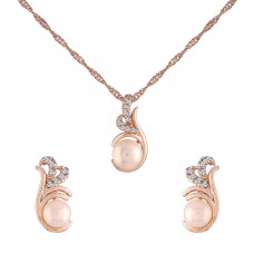 18k Designer Chain Pendent Necklace Jewellery Set with Pear for Women & Girls