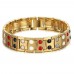 18K Gold Plated Bio Magnetic Therapy Double Ton Titanium Metal Bracelet for Boys & Men