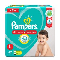 Pampers All round Protection Pants, Large size baby diapers 42 Count, Anti Rash diapers, Lotion with Aloe Vera