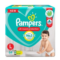 Pampers Pants, Large size baby diapers (L) 64 Count, Anti Rash diapers, Lotion with Aloe Vera