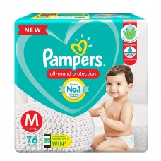 Pampers medium size baby diapers (M) 76 Count, Anti Rash diapers, Lotion with Aloe Vera