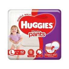 Huggies Wonder Pants, Large (L) Size Baby Diaper Pants, 9 - 14 kg, 42 count, with Bubble Bed Technology for comfort 